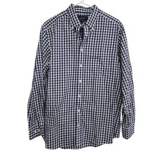 Charles Tyrwhitt Blue White Plaid Check Weekend Classic Fit Long Sleeve Shirt M
